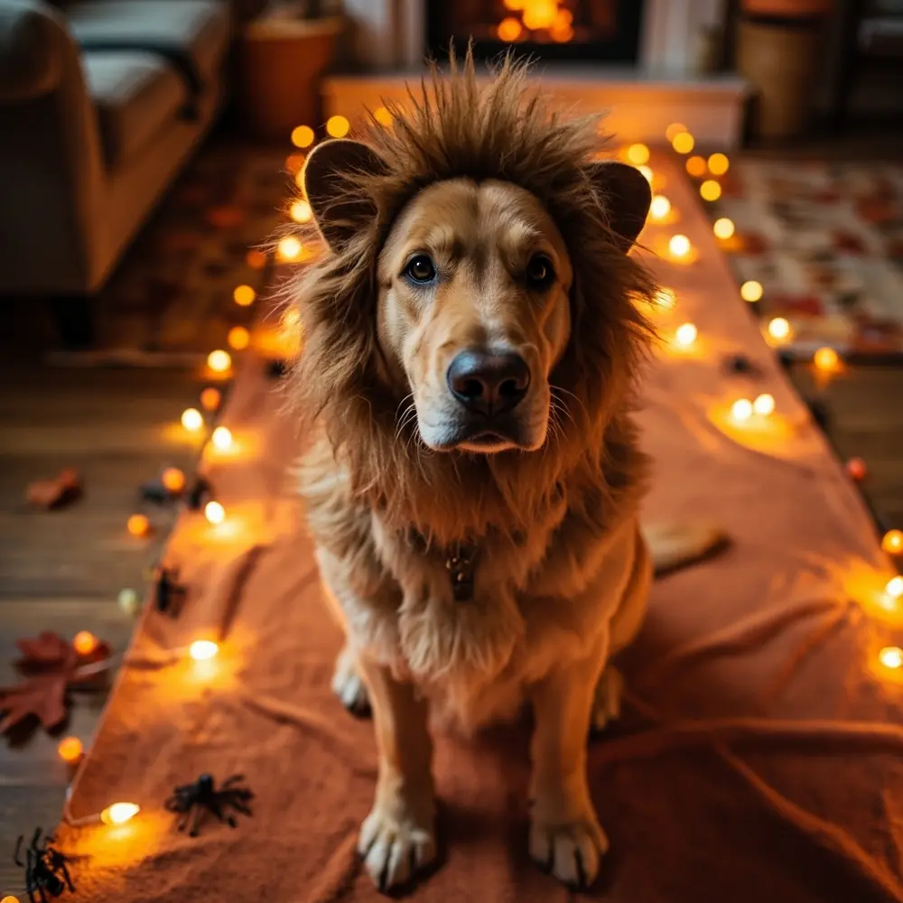 Your Guide to an At-Home Costume Fashion Show with DIY Runway 8 Diy golden the sitting start s retriever a lion h3 of at photo costume runway image 8 wearing patiently 8217 mane cute