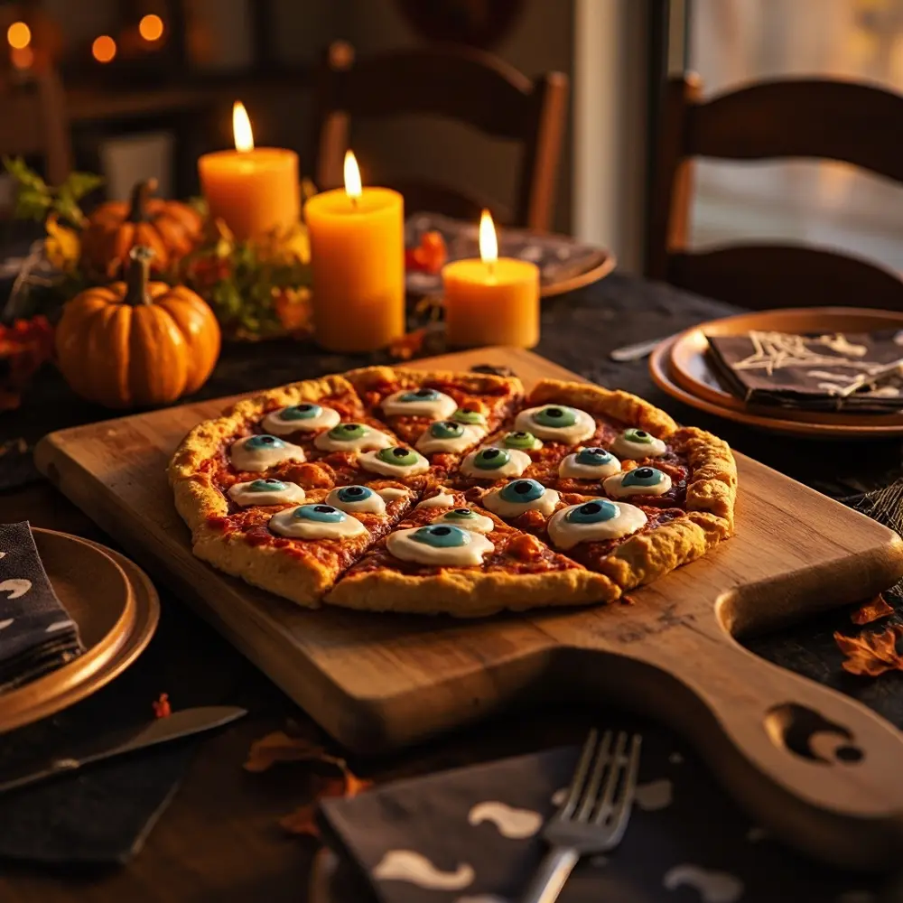 Recipe: How to Make Creepy Monster Eye Pizza 8 The for sitting serving halloween center beautiful has themed out next spooky a wooden sliced zoomed been cutting on eye table and h3 monster it to of in ready with pizza image slightly two finished shot are dinner 8 plates napkins board