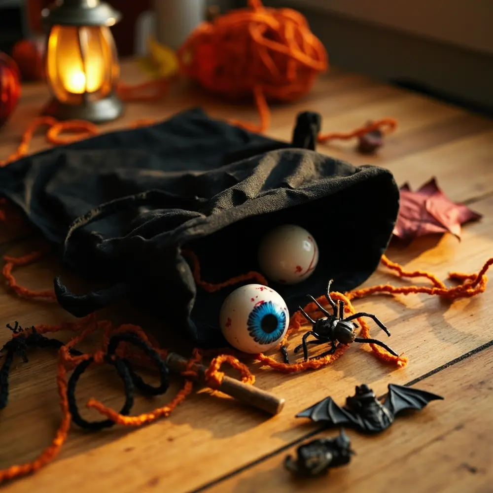 How to Lead a DIY Spooky Story Circle with Your Family 8 Bat several key bag plastic eyeball out rubber spooky old a 8221 8220 spilling and an h3 items of with like image shot 8 prop
