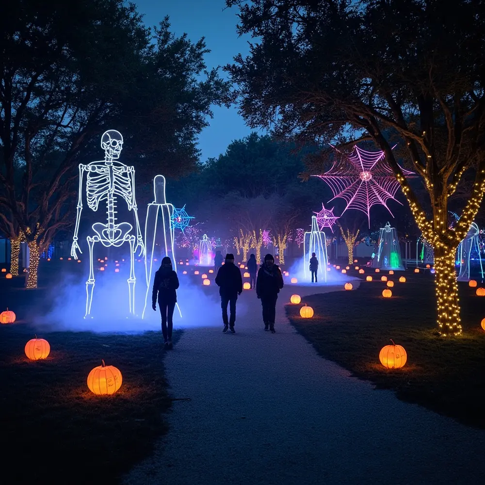 Against artistic the halloween backdrop light glowing ghost set themed dark perhaps a an h3 of gardens skeleton photo or image 8 unique installation