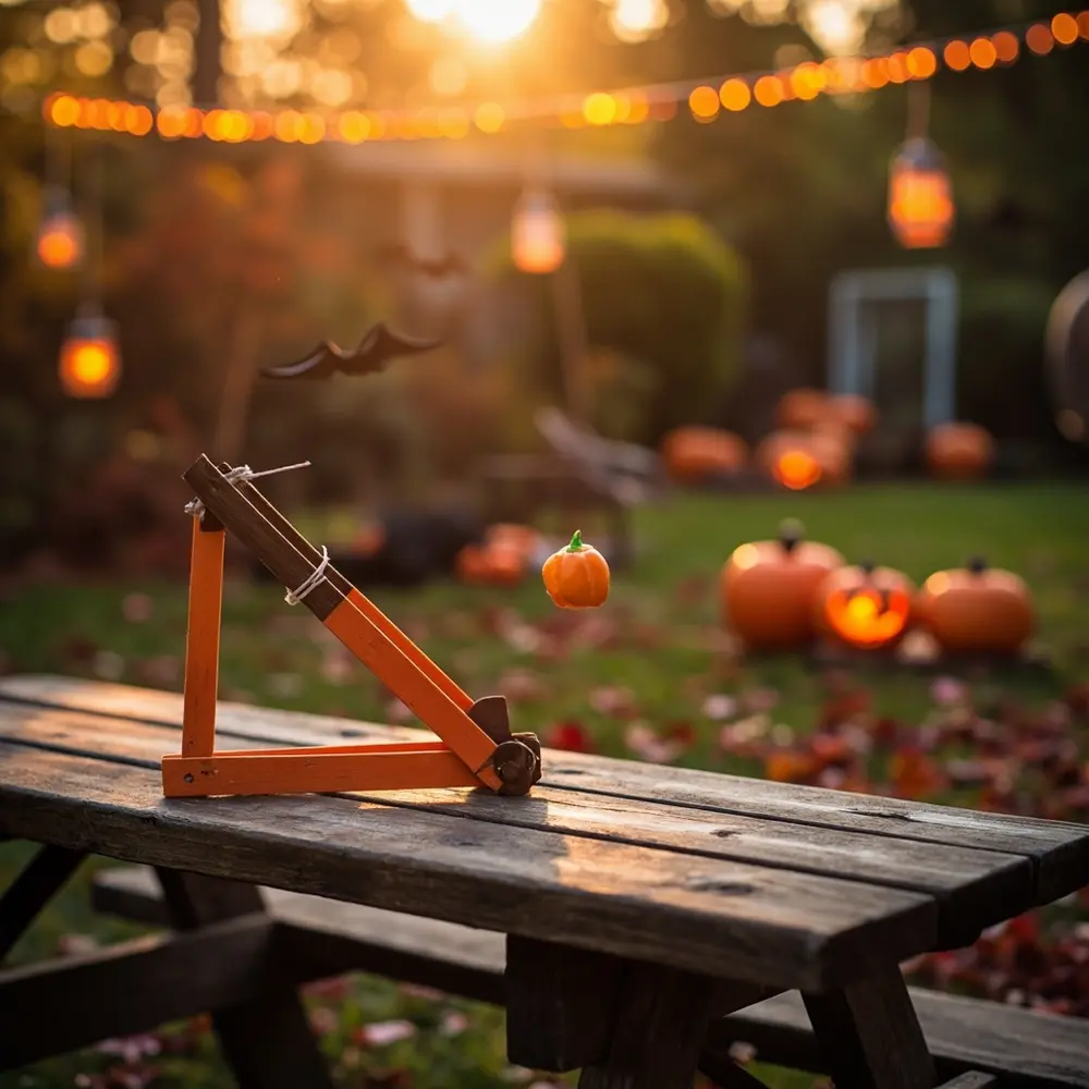 20 Mind-Blowing Halloween STEM Projects for Curious Kids (and Adults!) 8 Stick against small launching pumpkin air miniature mid craft blurred catapult background a wooden h3 or image 8