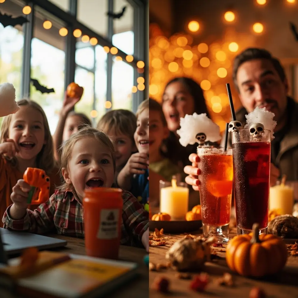 How to Plan and Host a Virtual Halloween Party on Zoom 7 Side kids the each they shows halloween up split camera zoom just scavenger holding group virtual household screen a various cocktail on adults during ve h3 items to of image right made left colorful 8 laughing unique hunt 8217