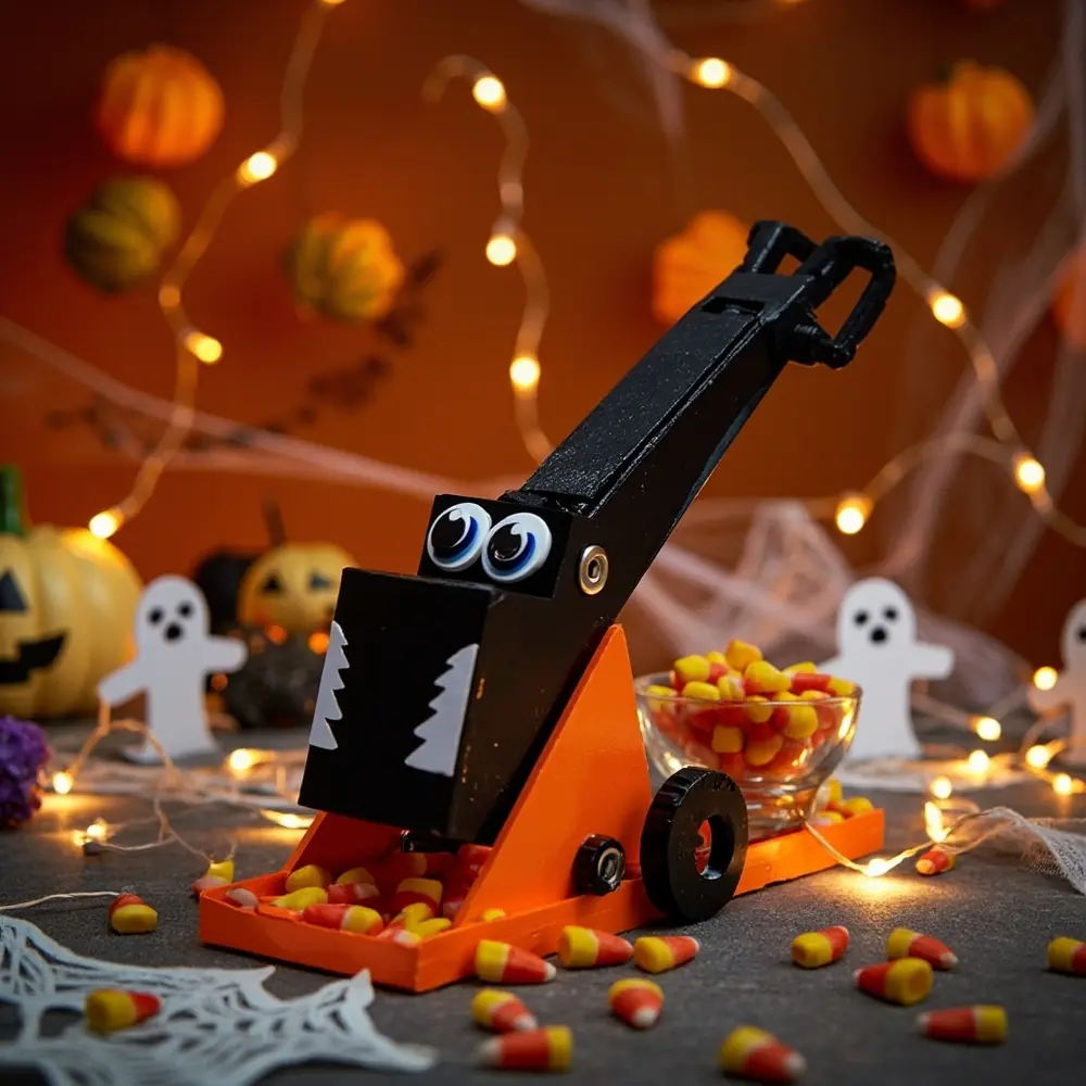 How to Engineer a Halloween Candy Catapult with Popsicle Sticks 8 Decorated project orange painted the sitting halloween beautiful candy bowl ghost s some out next complete catapult background a eyes zoomed targets googly paper fun on and table h3 it to of in with image slightly finished shot fully 8 showcasing black 8217