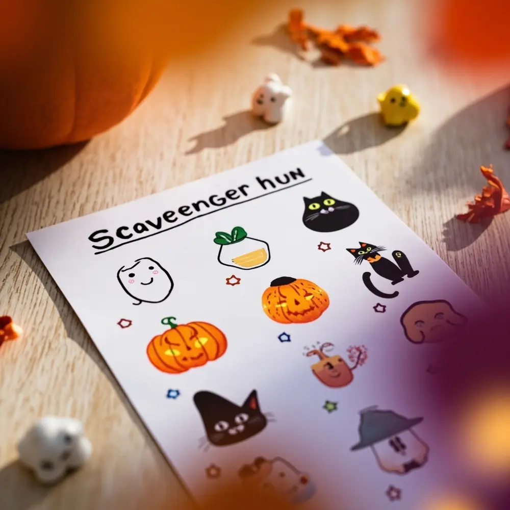 How to Organize a Halloween-Themed Scavenger Photo Hunt 9 List cat for pumpkin large words instead up ghost scavenger young a close featuring and h3 pictures of designed image shot strong children colorful 9 black hunt