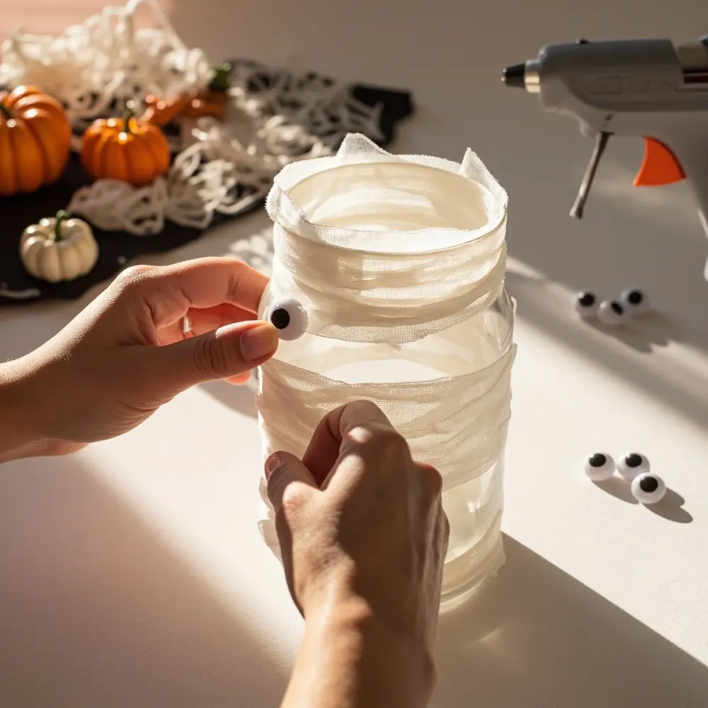 - How to Transform 5 Common Dollar Store Items into Amazing Decor 6 Project 3 – From Glass Jar to Mummified Votive