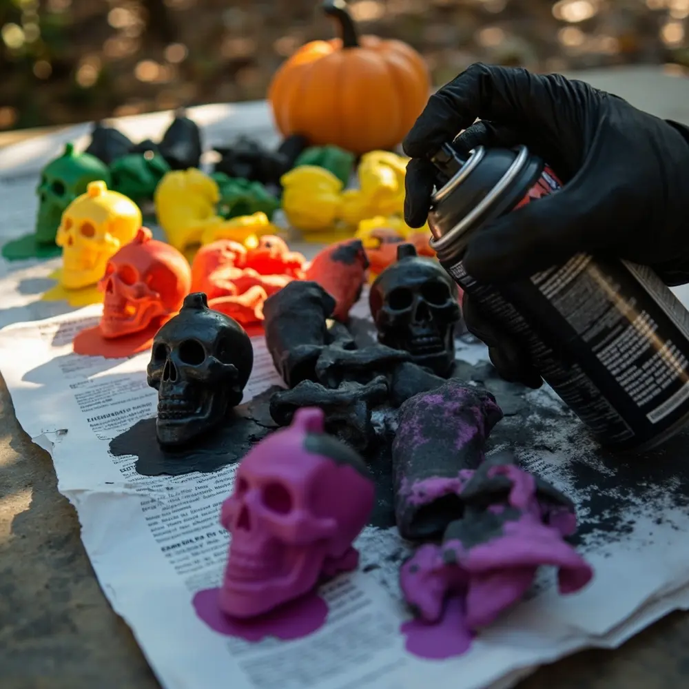 - How to Create a Chic Halloween Centerpiece on a Dollar Store Budget 2 Step 1 – The Transformation: Painting Your Pieces