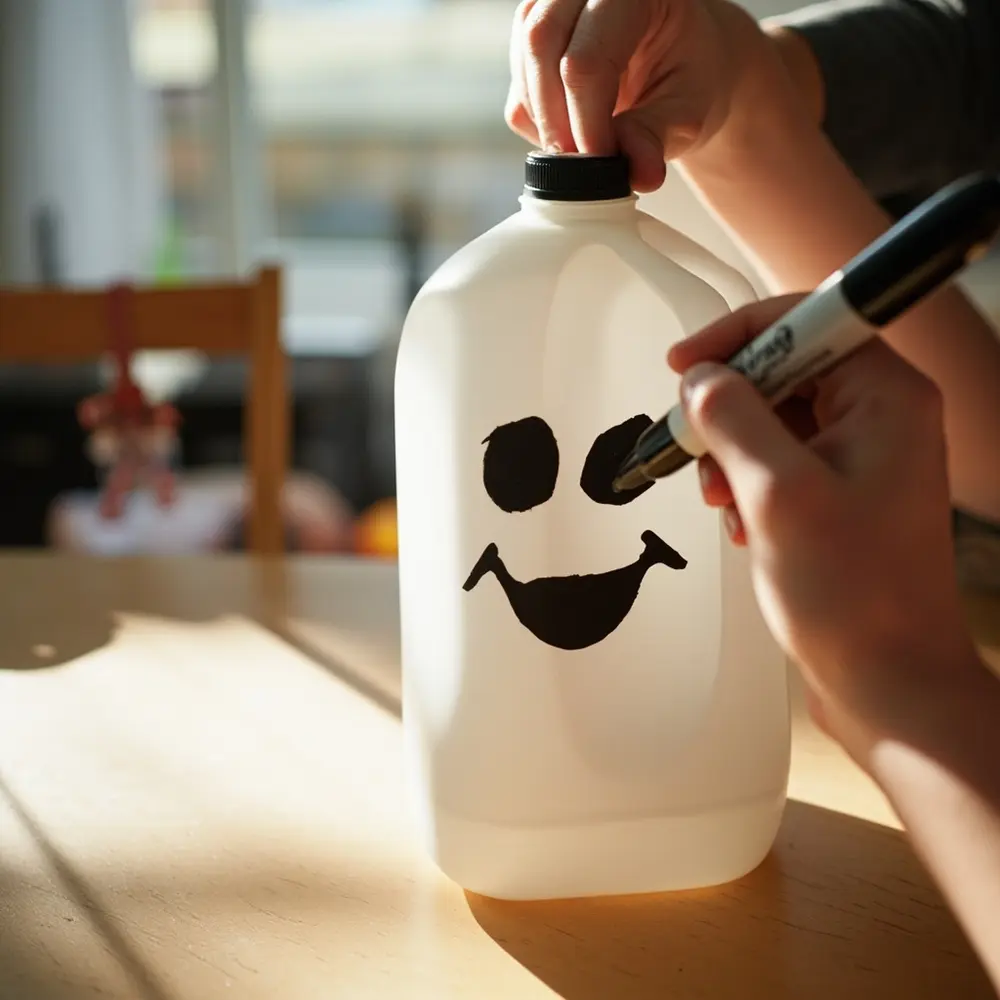 How to Make Your Own Spooky Halloween Lighting (Spirit Jugs & Mason Jars) 3 Step 2 – Draw a Spooky Face