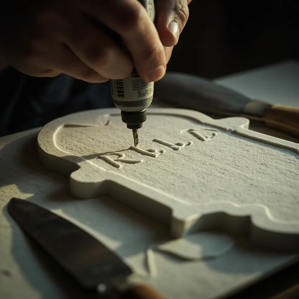 How to Make Realistic DIY Tombstones & Cemetery Pillars from Foam 5 Step 3: Carve Details and Epitaphs