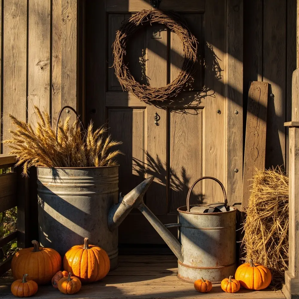 - How to Style a Farmhouse Halloween Porch with Cozy, Rustic Charm 5 Step 3 – Weave in Rustic Accents & Details