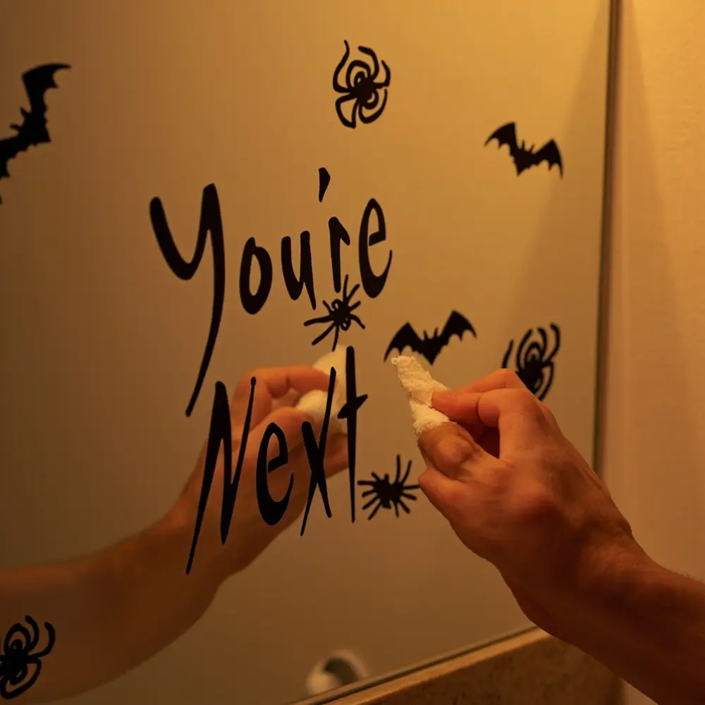 How to Add Frightfully Fun Decor to Your Bathroom 6 Step 4 – Make the Mirror & Walls Come Alive