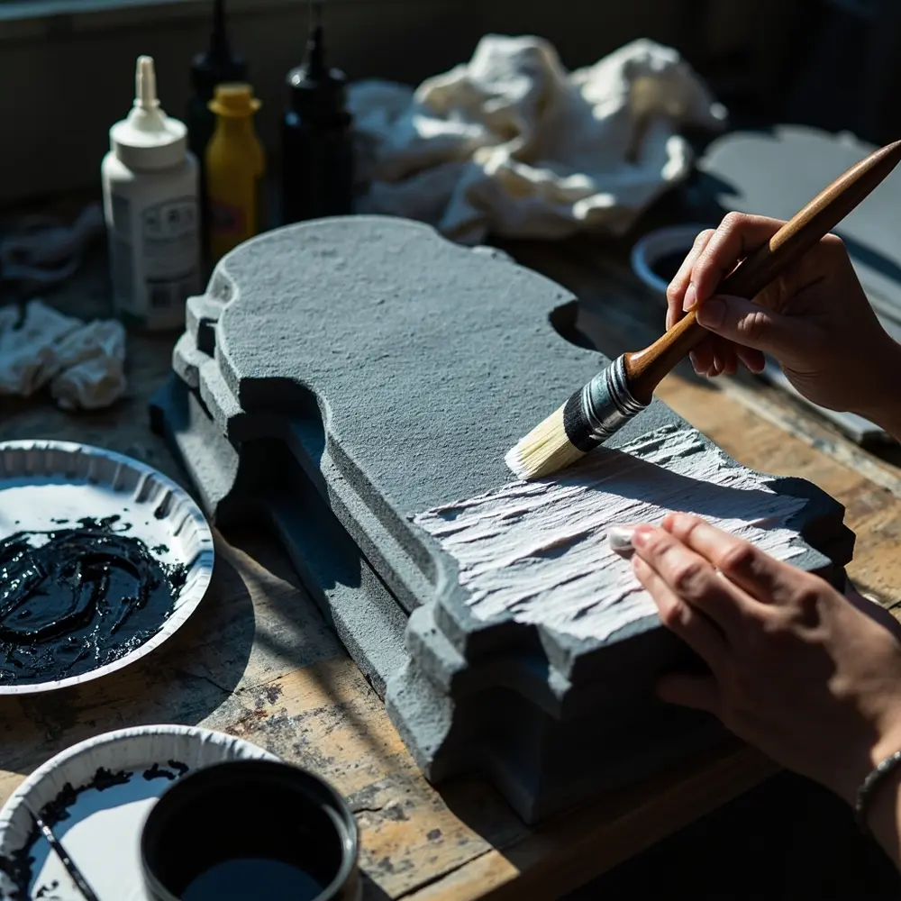 How to Make Realistic DIY Tombstones & Cemetery Pillars from Foam 7 Step 5: Apply the Base Coat and Color Wash