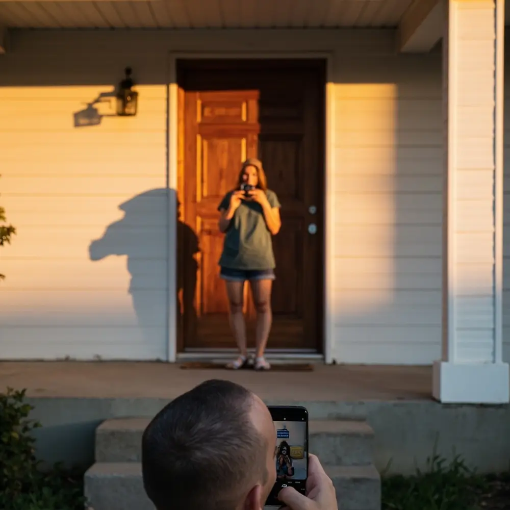 Take a Picture of Your Front Door: Stand back and take a straight-on photo of your front door and the immediate area around it, like your porch, steps, and siding. This will be your handy reference photo.
