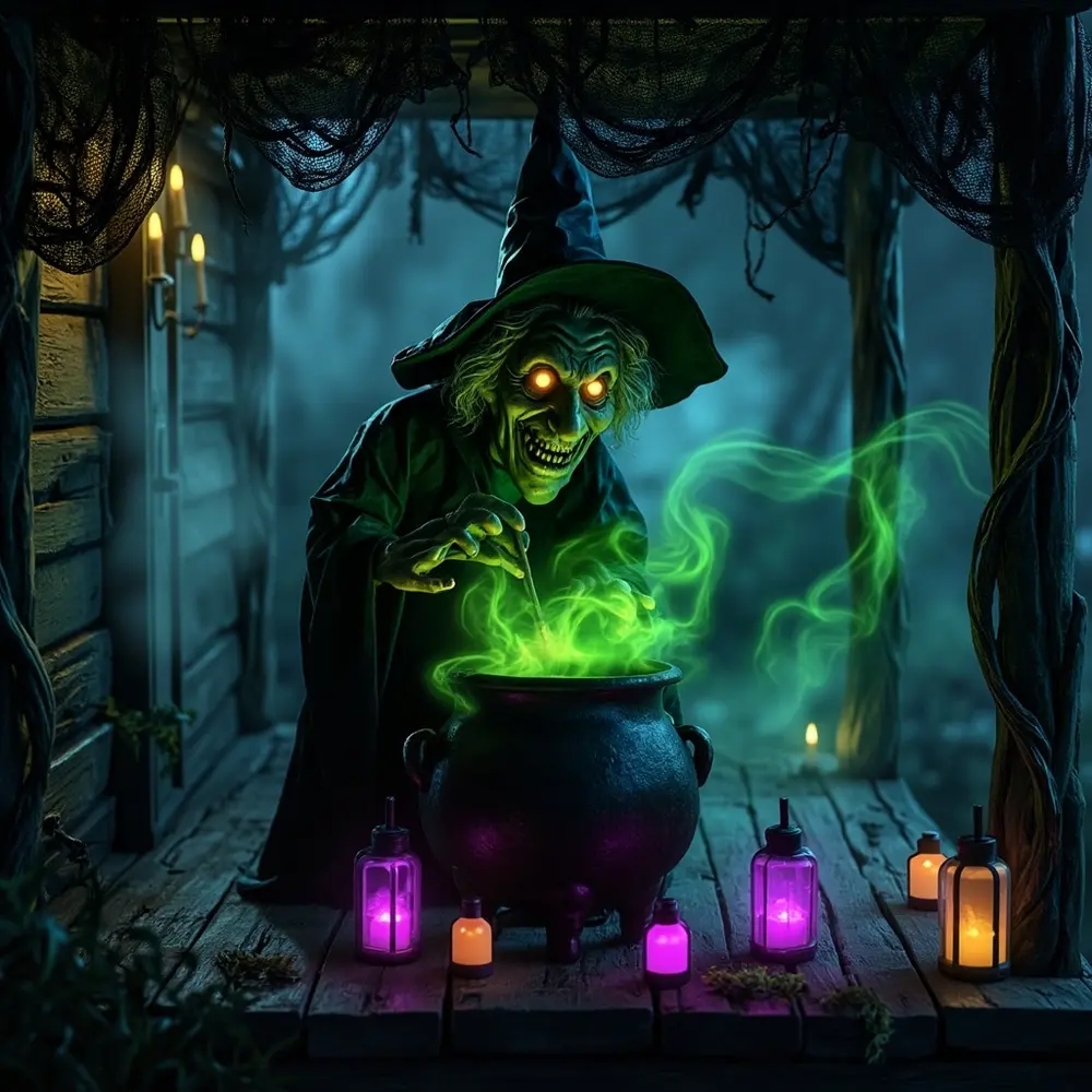 The Decorator's Arsenal: 25 Must-Have Halloween Props for 2025 10 Talking Witch with Stirring Cauldron
