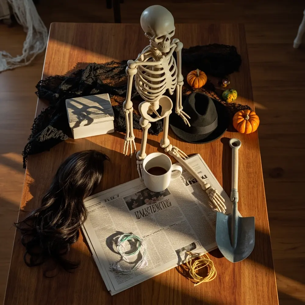 How to Pose Skeletons for Maximum Spooky (and Funny) Effect 1 Tools/Software Needed 🧰: Life-size poseable skeleton, various household props (optional), zip ties or fishing line (optional).