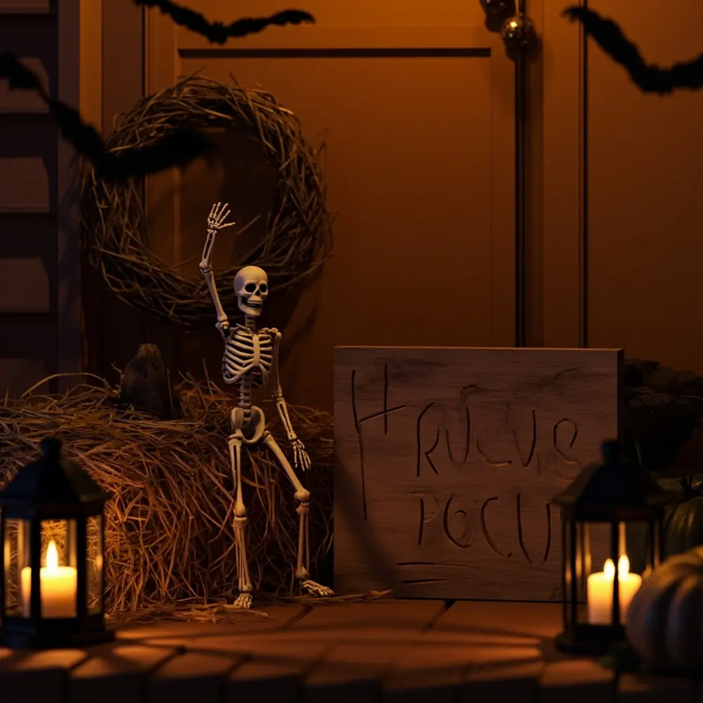 - How to Style a Farmhouse Halloween Porch with Cozy, Rustic Charm 11 This looks great for fall, but how do I make it feel more like “Halloween”?