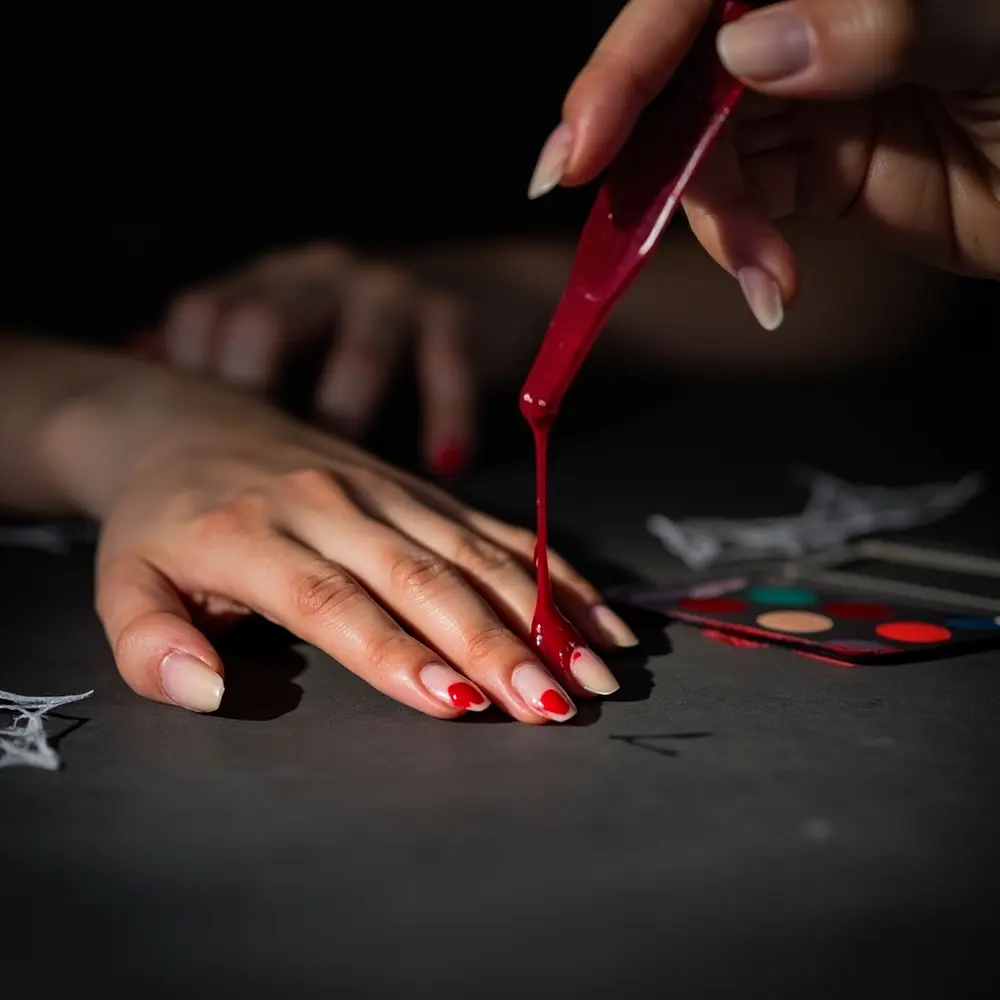 30+ Spooky & Chic Halloween Nail Art Ideas to Try in 2025 4 Tutorial 2 – Minimalist Blood Drip Tips