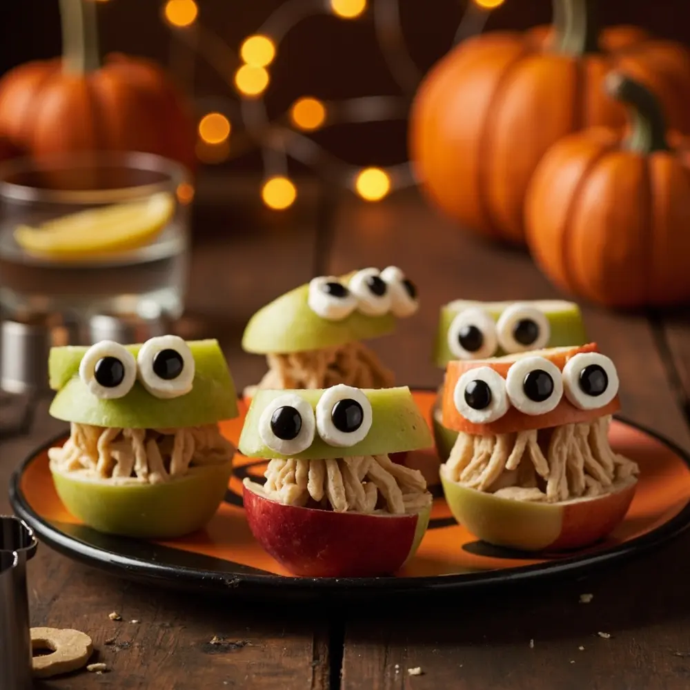 10 Spooktacular & Healthy Halloween Snacks Your Kids Will Devour 1 Apple bites monster h2 1