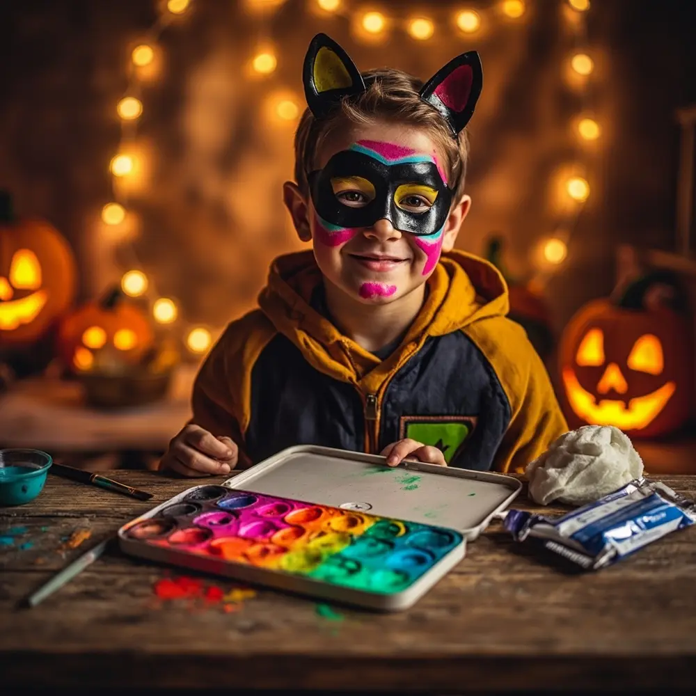 10 Best Drugstore Halloween Makeup Picks for Spooktacular & Kid-Safe Fun 1 Design with superhero g e a face cat mask of p or simple the fun and child colorful image bright paint recommended palette 1 photo