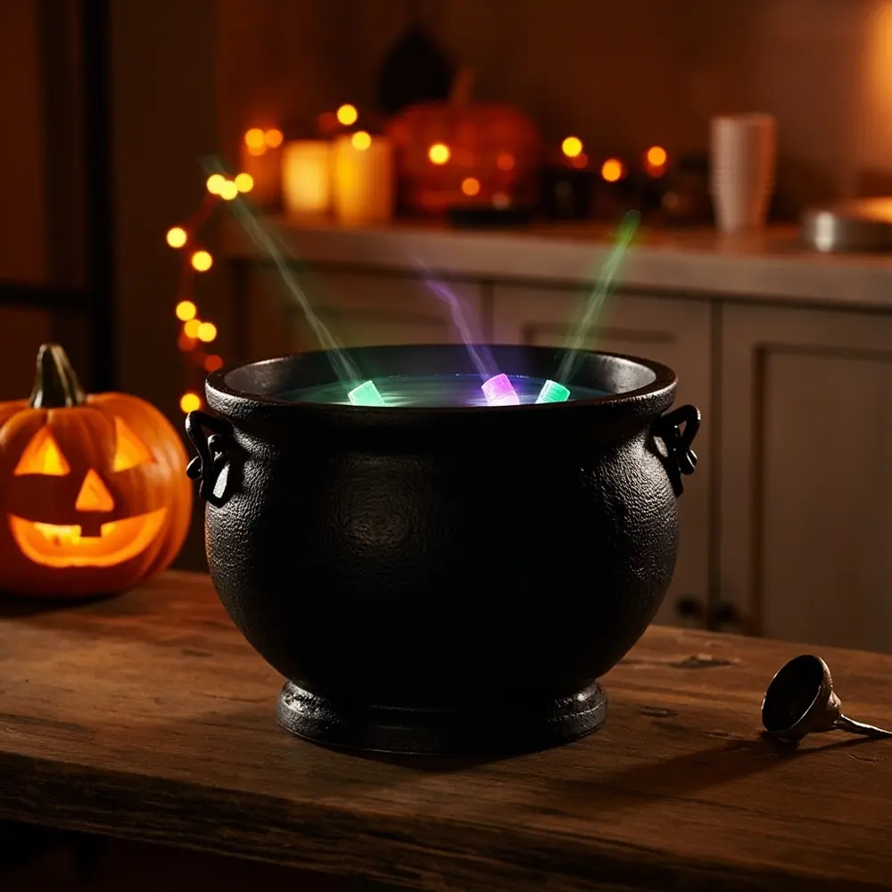 Brew Up Fun: The Ultimate Glowing, Kid-Friendly Witch's Cauldron Punch Tutorial 1 Led instruction punch cauldron glow with already lights a p inside or clean image for liquid sticks placement bowl ready 1 placed