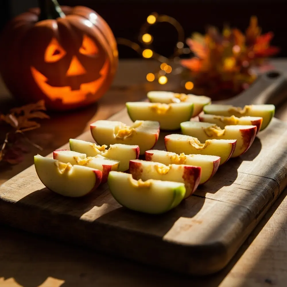 Spooky & Sweet: Easy DIY Apple Monster Bites Tutorial for Healthy Halloween Fun 1 Board apple clean on em a neatly cutting sliced wedges laid p 1 out image