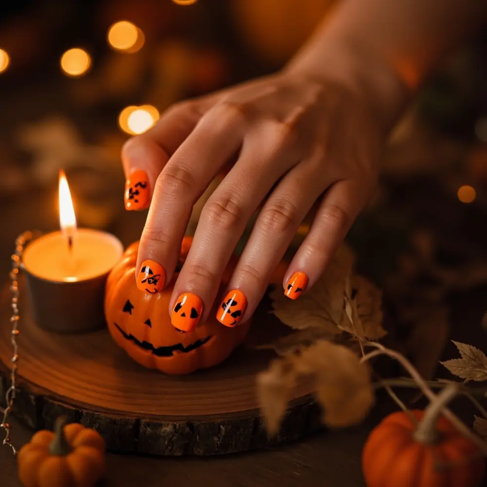 15 Adorable Pumpkin Nail Designs for Your Perfect Fall & Halloween Manicure 1 O 8217 h2 jack lantern classic 1 the smile