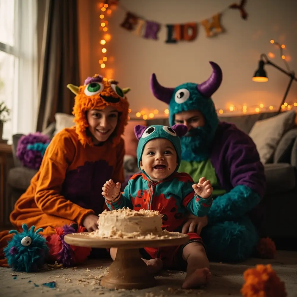 12 Spooktacular Matching Family Costume Ideas for a Halloween Birthday Bash 1 Friendly onesie instruction dressed with baby family a monsters p the cake monster in colorful as image happily placement 1 covered