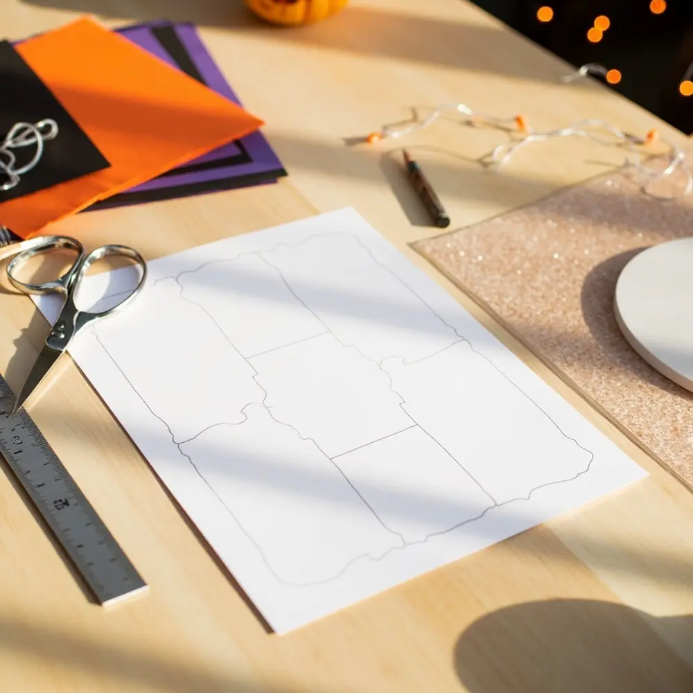 DIY Halloween Treat Boxes That Wow: Step-by-Step for Pinterest-Perfect Designs 1 Various flat black purple lay orange different a box templates of p scissors em and in image treat cardstock 1 colored printed