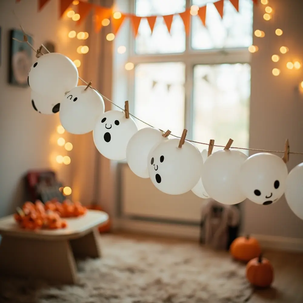 12 Adorable Toddler Halloween Birthday Party Ideas Moms Will Love 1 No choke h2 balloon garland ghostly 1 hazards