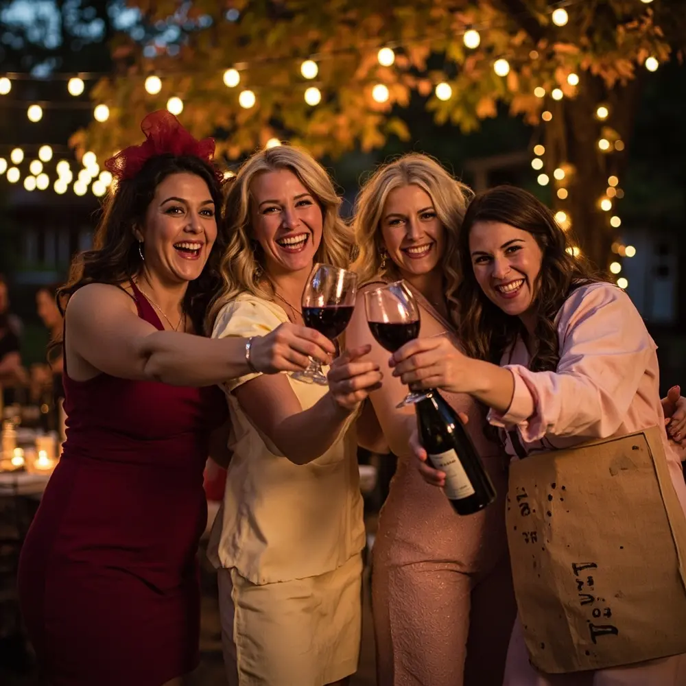 15 Genius Group Halloween Costume Ideas for Moms & Their Friends 1 Dressed moms glasses different a of p wine or bottles group and laughing empty as image varietals holding 1