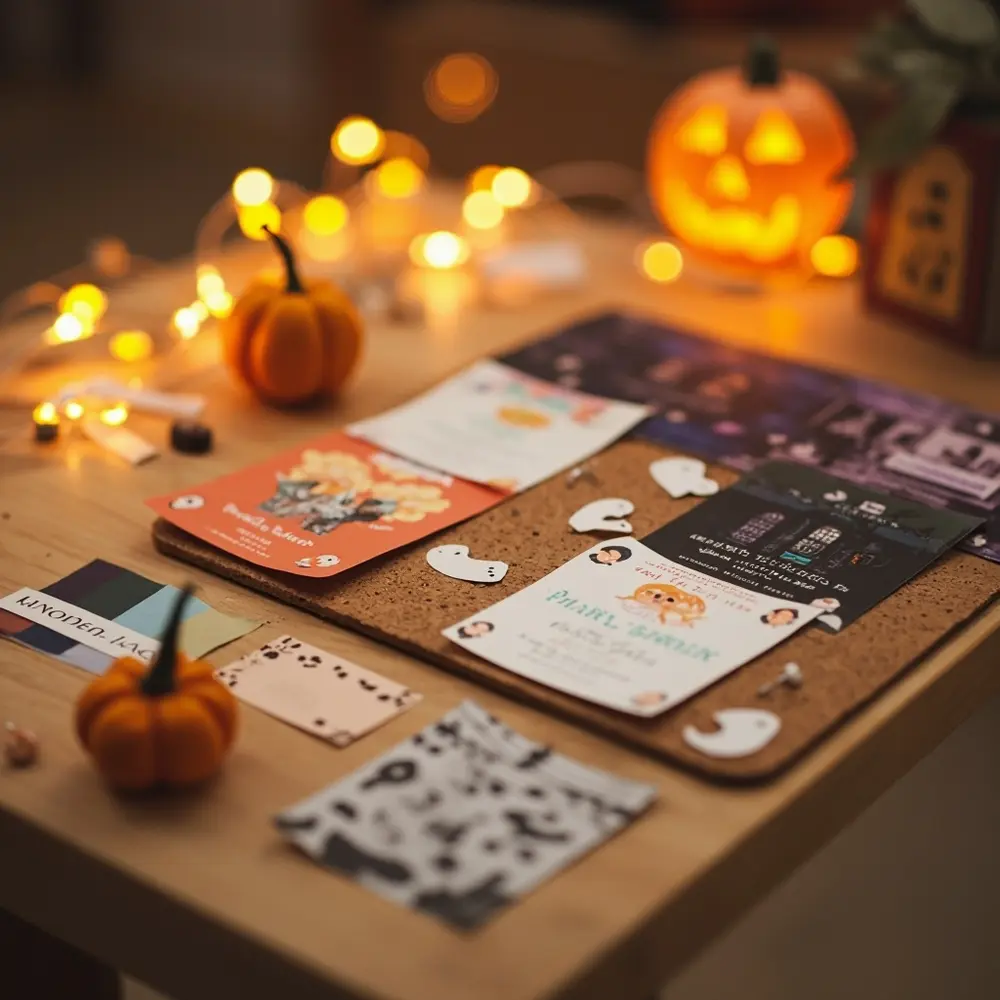 Spooktacular & Creative DIY Halloween Birthday Invitations: Editable Templates & Step-by-Step Guide 1 Board friendly fonts design collage with showing different like invitation a of p graphics or em and inspirations themes color image mood halloween pumpkin haunted houses spooky ghosts corresponding 1 patch palettes