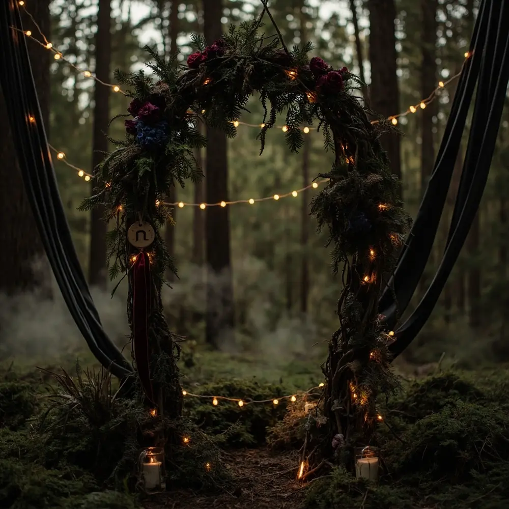 A Dark Fantasy Wedding: Magical Ideas for an Enchanted Celebration 1 Enchanted ceremony h2 forest 1 arch the