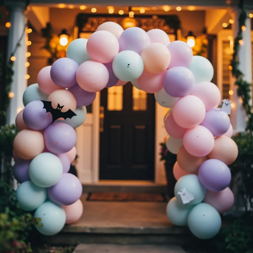15 Dreamy DIY Pastel Halloween Birthday Party Ideas 1 Ethereal entrance h2 pastel balloon 1 arch the