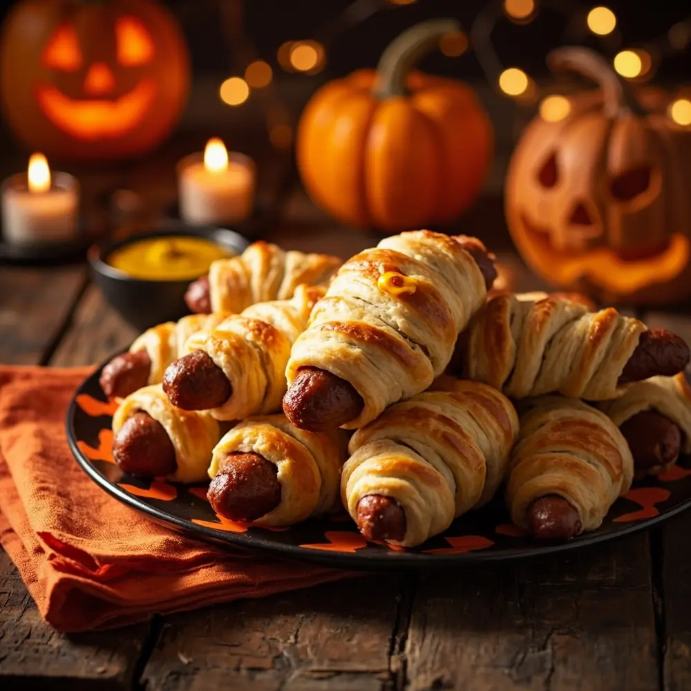 15 Spooktacular Budget-Friendly Halloween Treats That Won't Break the Bank 1 Eyes 1 brown with golden on a of p mummy arranged themed image mustard halloween platter plate dogs