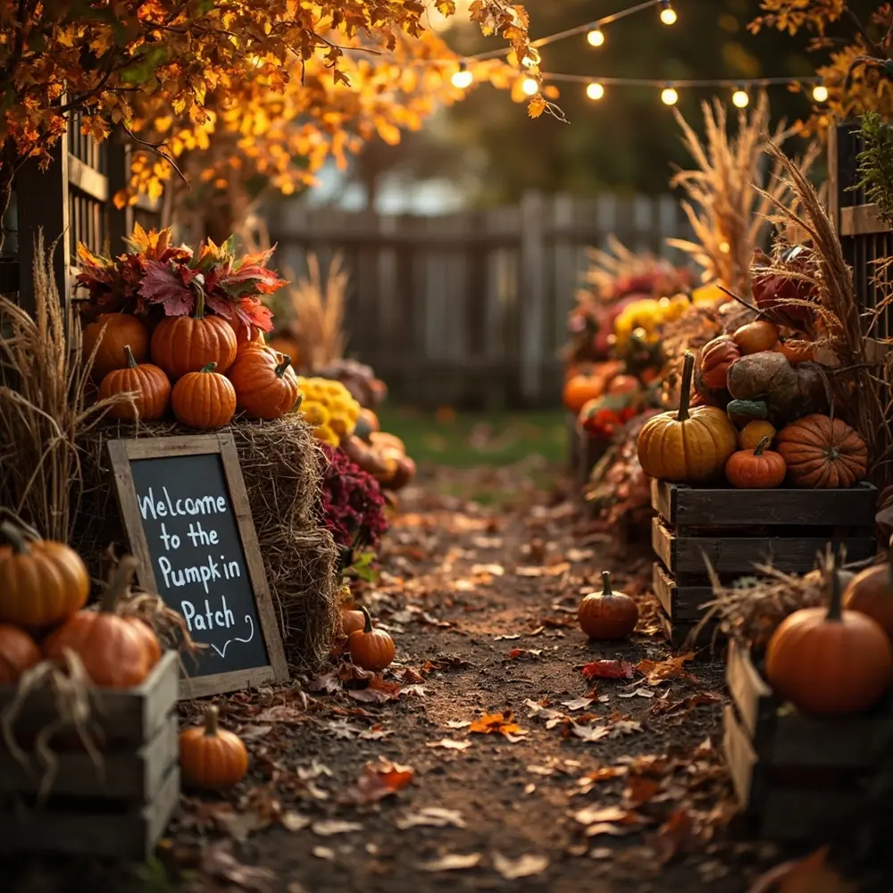 How to Host a Spooktacular Kid-Friendly Halloween Harvest Festival Birthday Party 1 Vibrant inviting bales with a of decorated p gourds and colorful image pumpkin entrance hay 1 patch photo
