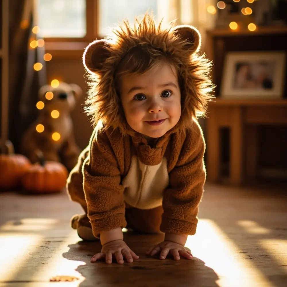 9 Super Comfy Toddler Halloween Costumes for Active Little Ones 1 Onesie instruction perhaps comfortable a toddler of p or fun costume in lion image bright placement playing 1 crawling photo