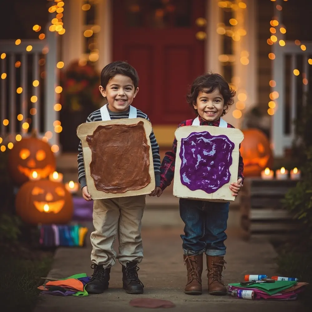 12 Creative Sibling Halloween Costume Ideas That Are a Perfect Match 1 1 hands dressed smiling j p older slightly and one as 038 image two children holding younger pb