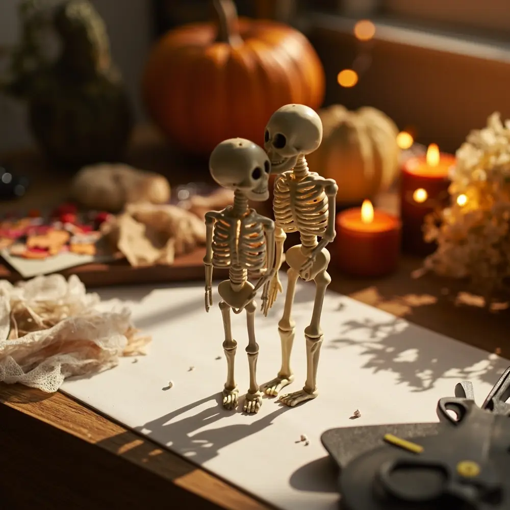 DIY 'Til Death Do Us Part' Skeleton Cake Topper: Personalized & Spooky Wedding Decor 1 Together instruction hands perhaps figures on a skeleton work gentle p or embrace surface clean in image placement two holding posed 1