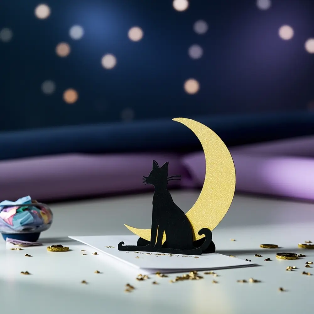 15 Cute & Creative Halloween Birthday Card Ideas (DIY & Printable!) 10 Cut 10 cat moon die black h2 038 card