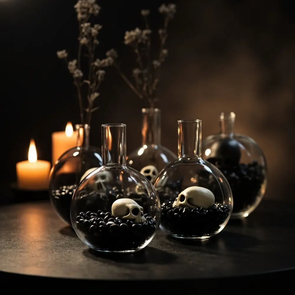 How to DIY Your Halloween Wedding Decor: 5 Easy Projects to Start Now 10 Pebbles glass 10 and plastic skulls at vases bottom p small clear with image the