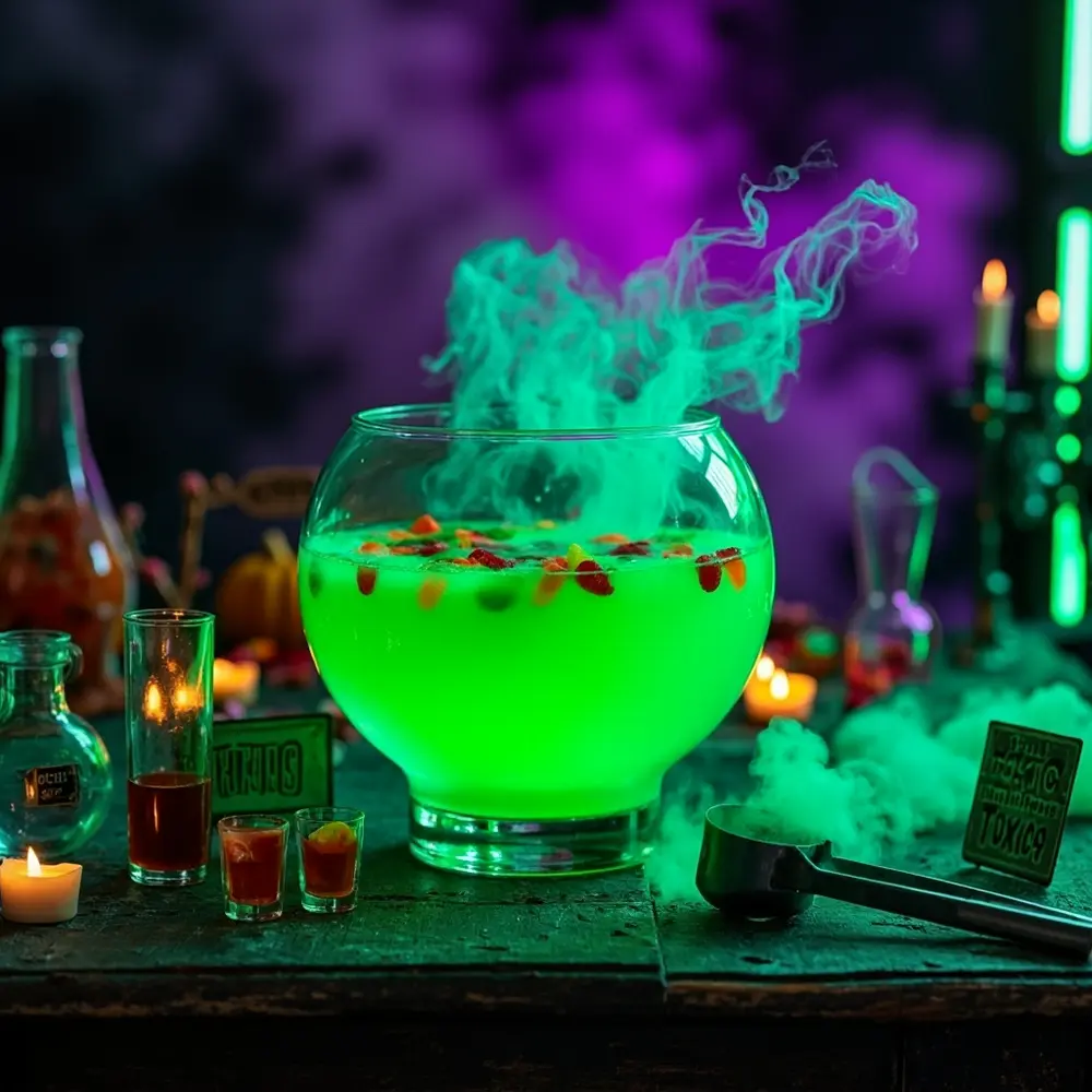 10 Creepy Carnival Foods That Will Haunt Your Halloween Party 10 Instruction glowing perhaps with 10 a dry floating p and gummy green candies image mist filled liquid from placement ice bowl spooky punch