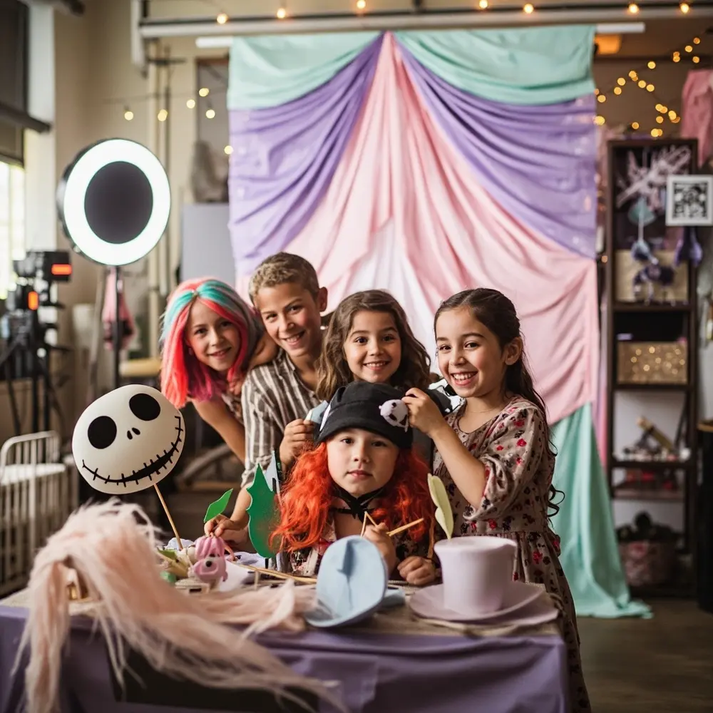 10 Kid-Friendly Nightmare Before Christmas Party Ideas for a Spooktacular Birthday 10 Props 10 booth h2 pastel with photo
