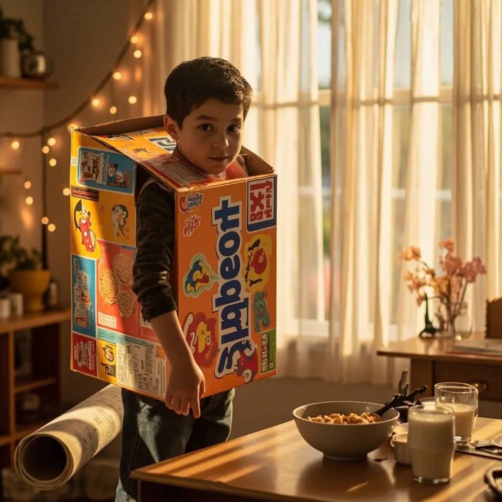 10 Trendy Cardboard Box Costumes: Last-Minute DIY Ideas for Halloween 10 Brand large placement 10 a box instruction costume person colorful cereal p wearing featuring image recognizable