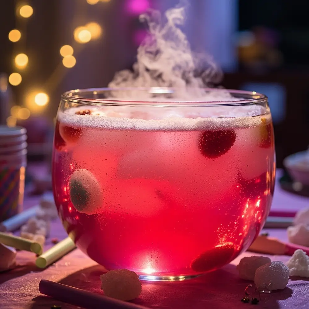 15 Enchanting Pinkoween Desserts for a Pastel Halloween Party 10 Instruction effect with 10 a dry floating p misty and gummy candies image filled liquid large from placement pink ice bowl punch sparkling