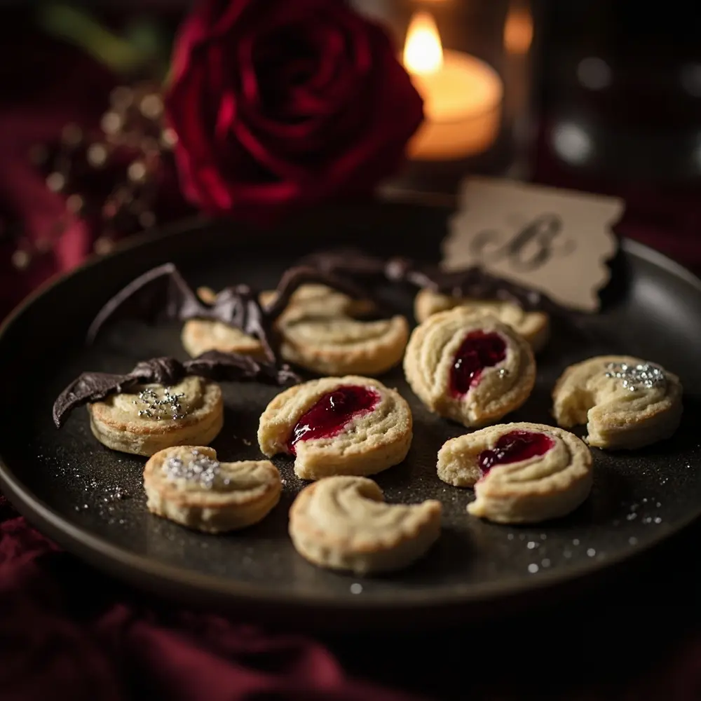 15 Elegant Spooky Dessert Bar Ideas for a Frightfully Sweet Wedding 10 10 h2 kiss cookies vampire