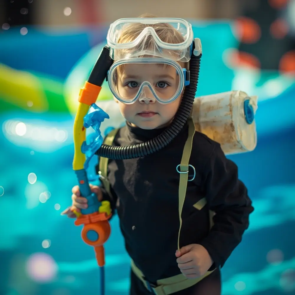 12 Genius No-Sew DIY Costumes for Toddlers & Kids (No Sewing Machine Needed!) 11 8221 8220 instruction with diver on 11 a p scuba and back costume child in image placement plastic tanks their goggles bottle