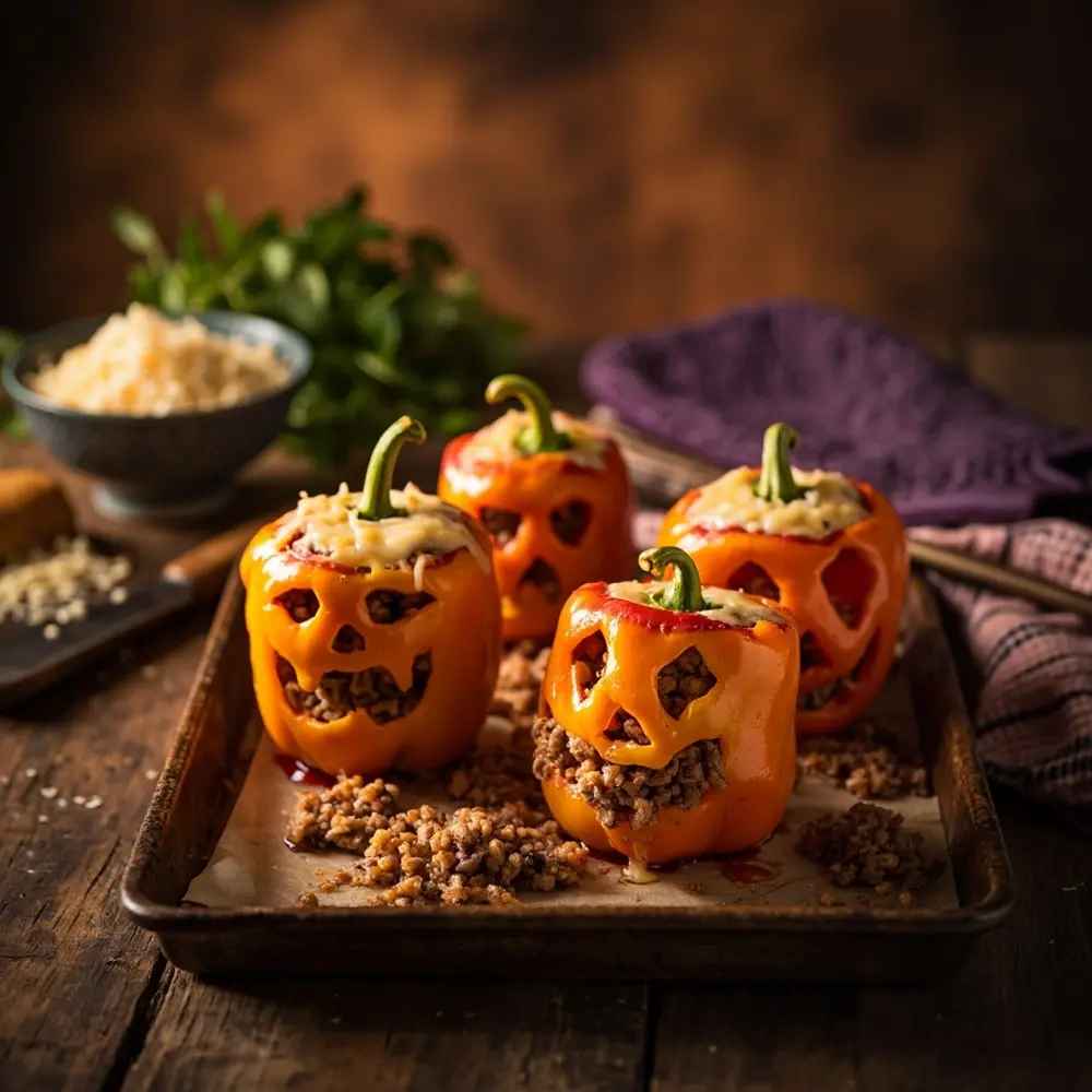 15 Easy & Delicious Halloween Snacks: Spooky, Savory, and Sweet Treats for Everyone 11 Bell 11 o 8217 lanterns stuffed pepper h2 jack