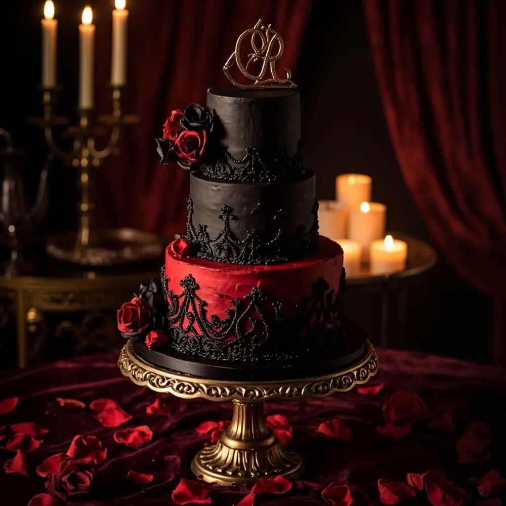 11 ombre black h2 wedding 038 red cake
