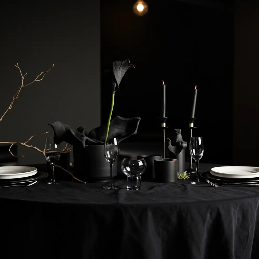11 Moody Tablescapes for a Hauntingly Beautiful Wedding 11 Noir 11 h2 modern minimalist