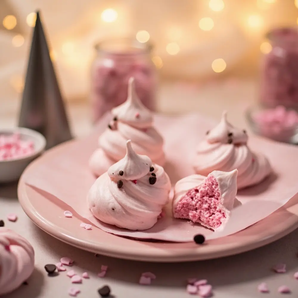 15 Adorably Spooky & Easy DIY Halloween Treats for Your Next Party 11 Ghost meringues 11 pink h2