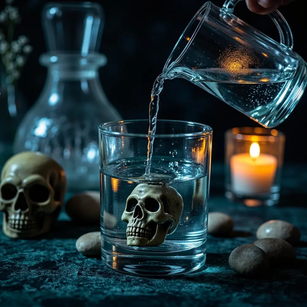 How to DIY Your Halloween Wedding Decor: 5 Easy Projects to Start Now 11 11 pouring hands a vase into water p skull inside carefully with image